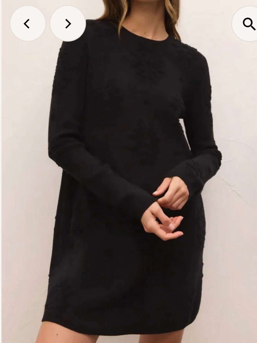 Z Supply Lena Black Long Sleeve Crewneck Knit Dress